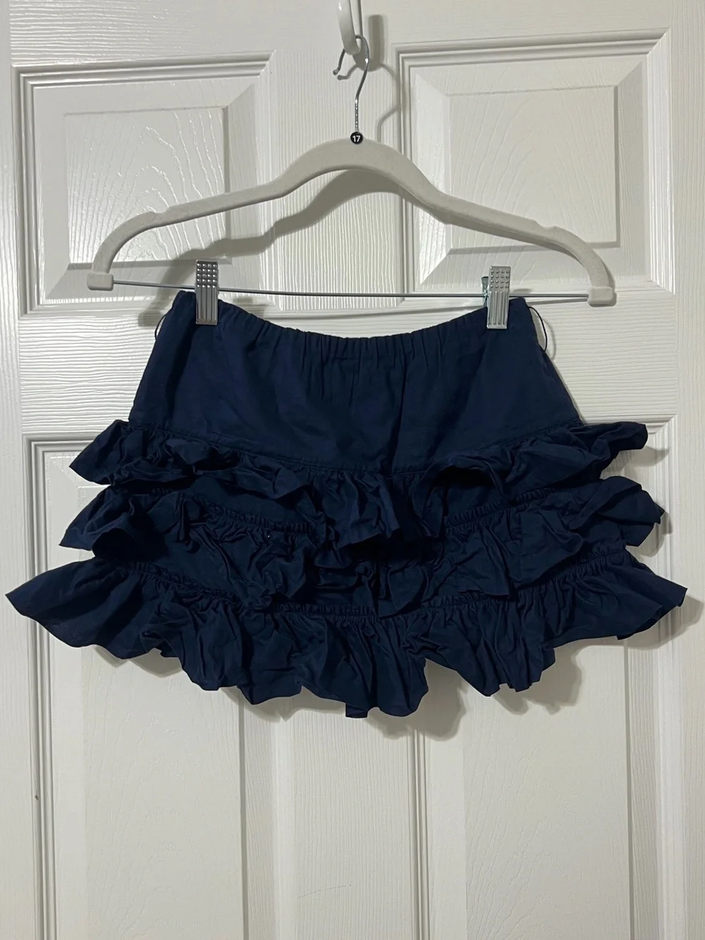 Ralph Lauren Girls Tiered Ruffle Pull-On Skirt Size 10 Navy Blue